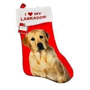 Red Satin I Love My Labrador Dog Christmas Holiday Stocking